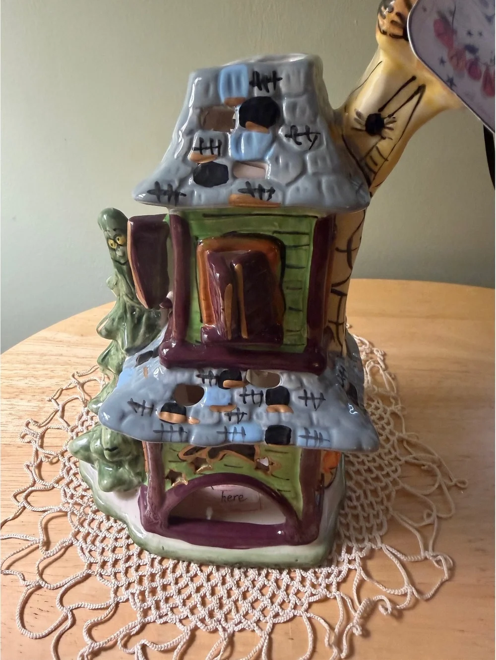 Blue Sky Clayworks Howlin' Mansion Halloween Ceramic Candle Holder